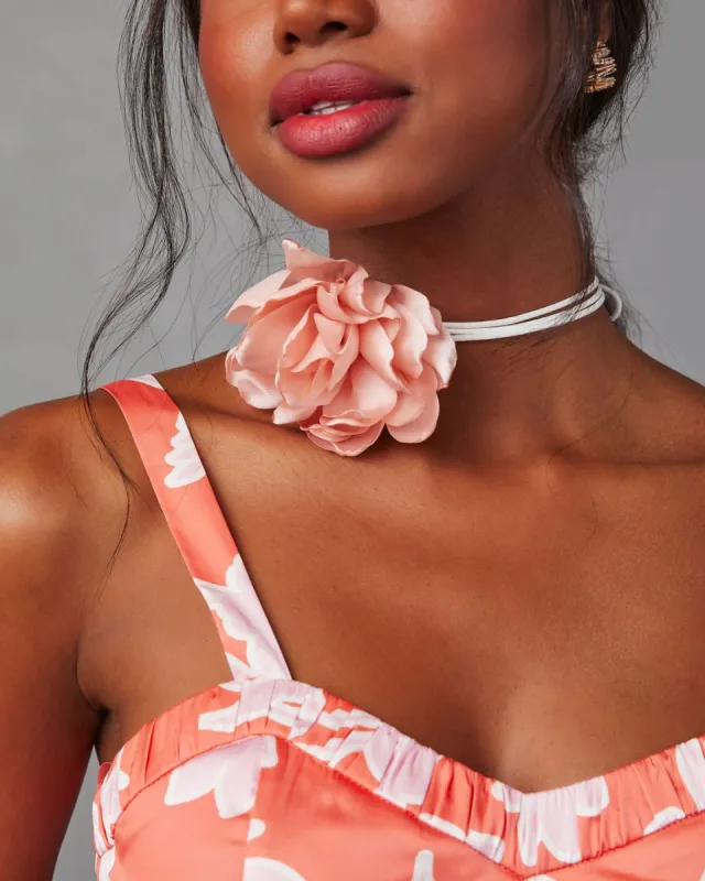 The Chosen Flower Tie Choker Necklace - Pink - FINAL SALE sold by Vici