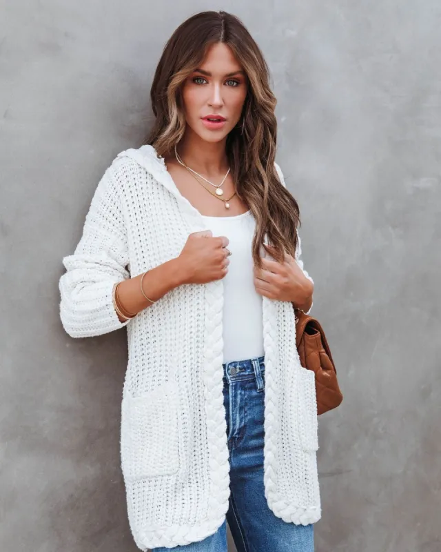 Beach Walks Cotton Blend Cable Knit Hooded Cardigan - FINAL SALE sold by Vici