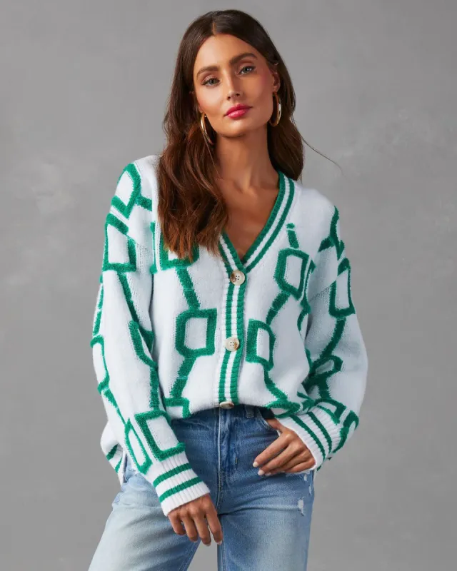 Lap Of Luxury Cardigan - Ivory/Green - SALE sold by Vici