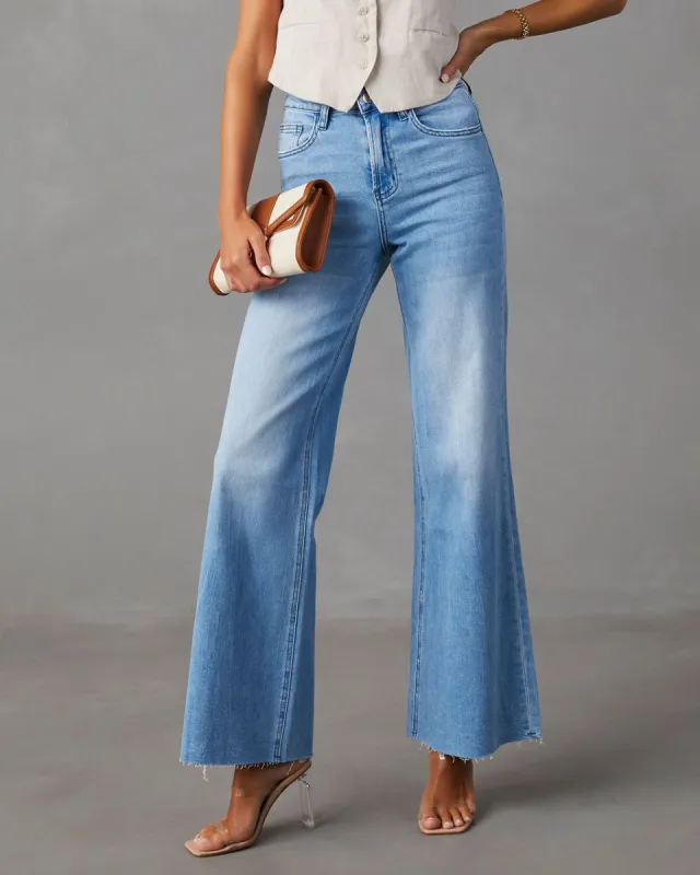 Aleesia Mid Rise Wide Leg Jeans - Medium Wash - SALE sold by Vici