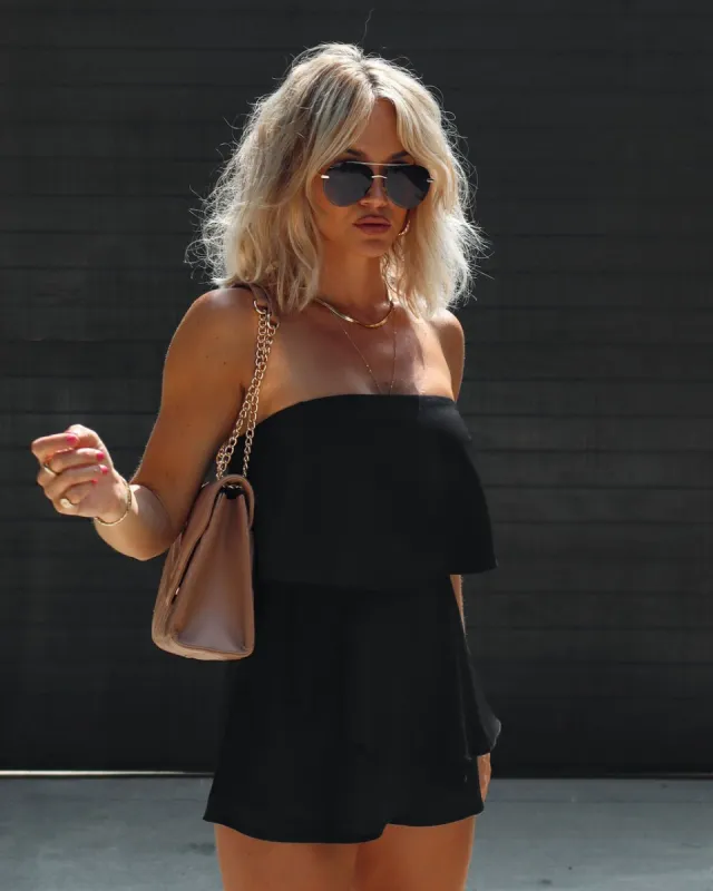 Carleigh Strapless Tiered Romper - Black - SALE sold by Vici