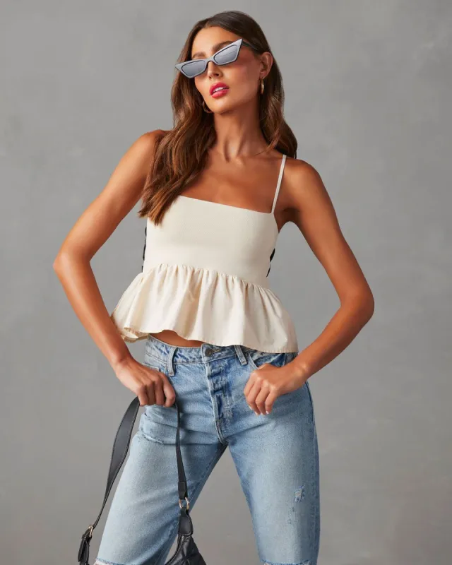 Holly Sleeveless Tie Back Top - Cream - SALE sold by Vici