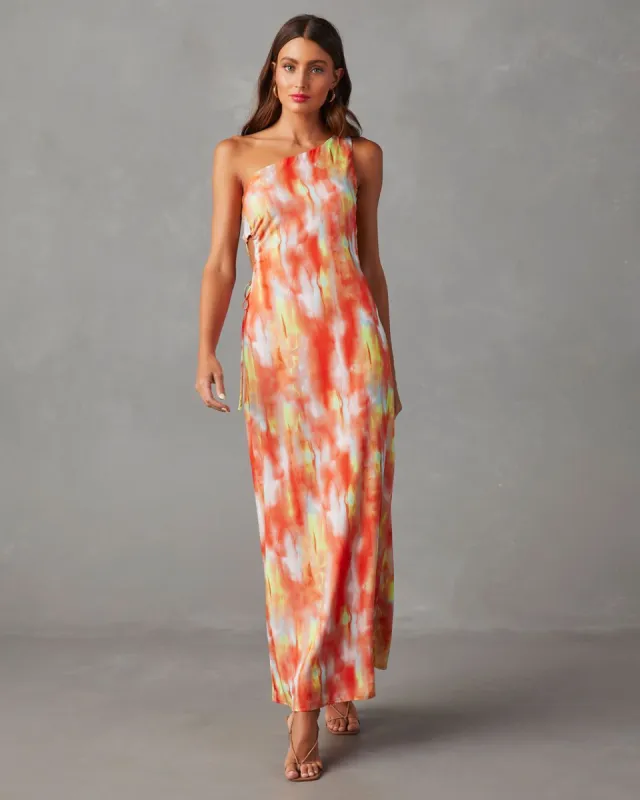 Finest Hour One Shoulder Maxi Dress - Orange/Multi - FINAL SALE sold by Vici
