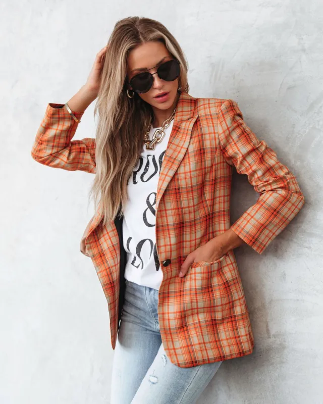 Making Headlines Plaid Pocketed Blazer - FINAL SALE made by Vici