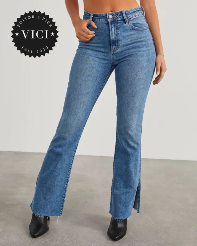 Maddison High Rise Stretch Split Hem Jeans sold by Vici