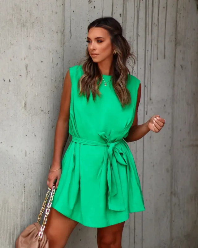 Akiri Front Tie Mini Dress - Green - FINAL SALE sold by Vici