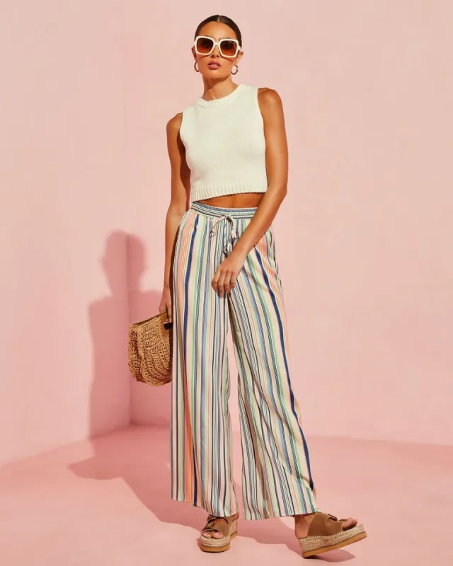 Morgin Striped Drawstring Wide Leg Pants - FINAL SALE sold by Vici