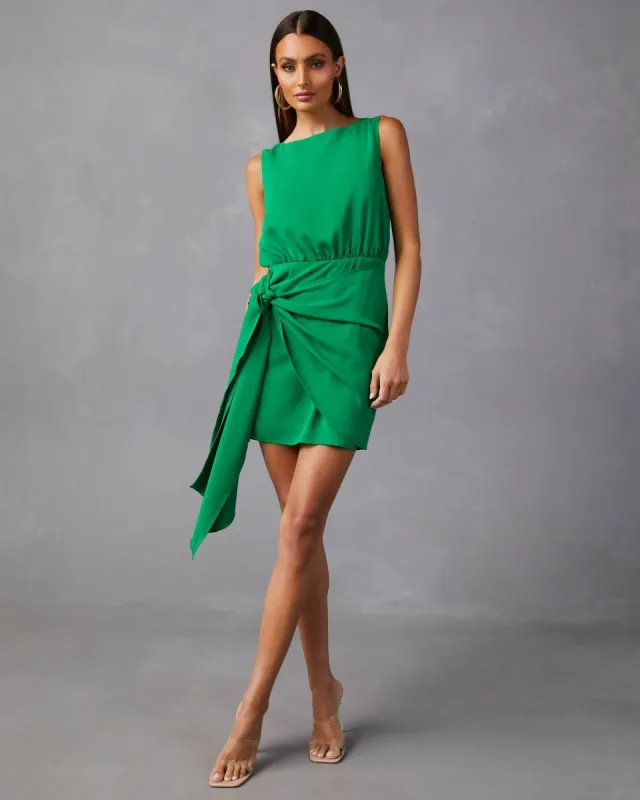 Lyanna Drape Front Tie Mini Dress - Green - FINAL SALE sold by Vici