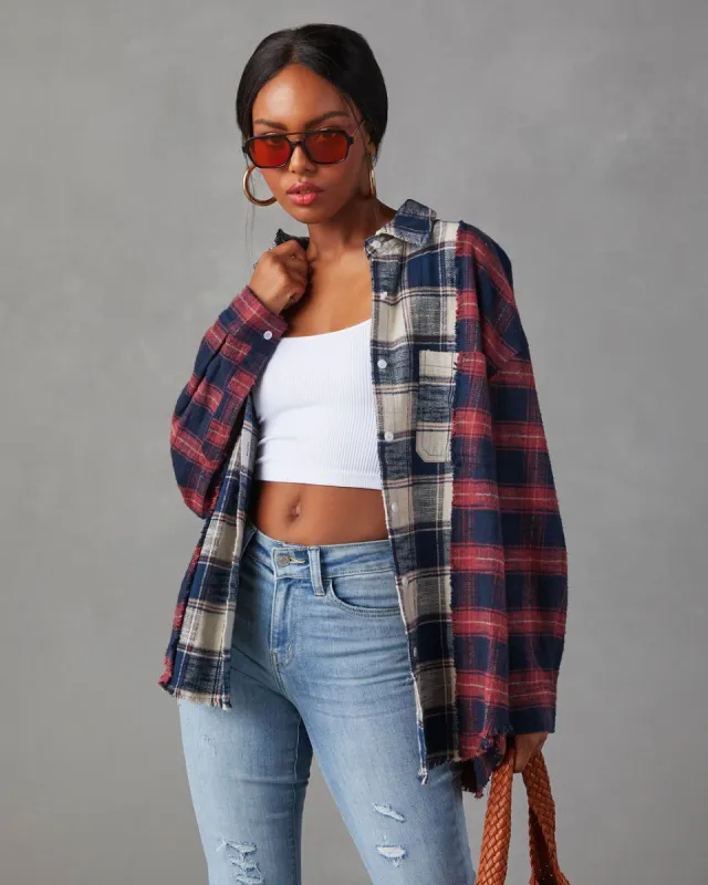 Autumn Tones Cotton Plaid Distressed Top made by Vici