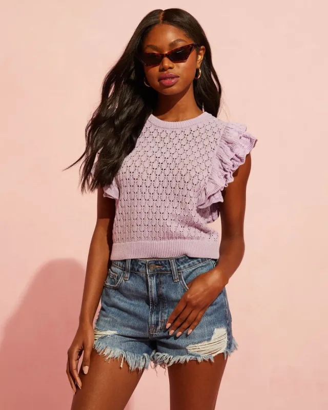 Doris Sleeveless Ruffle Sweater Knit Top - Lavender - FINAL SALE sold by Vici