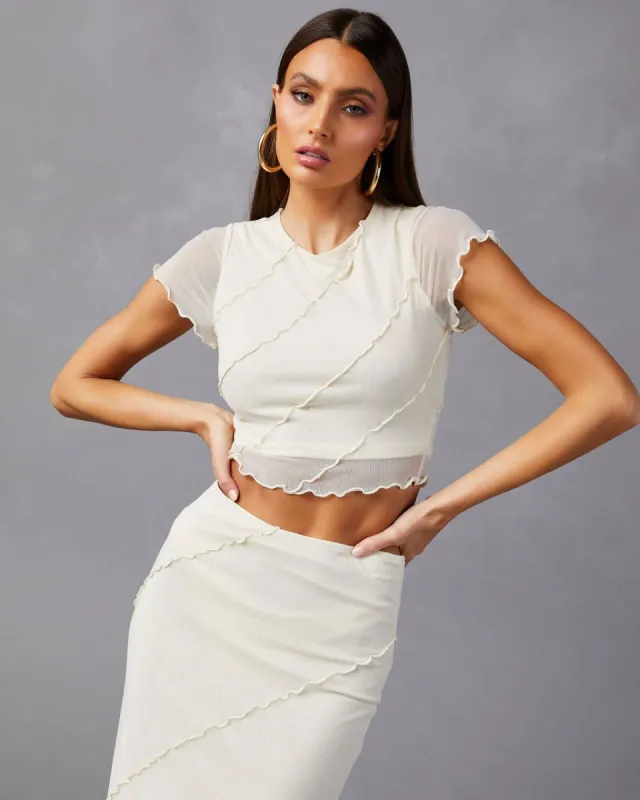 Markella Lettuce Trim Crop Top - Cream - FINAL SALE sold by Vici