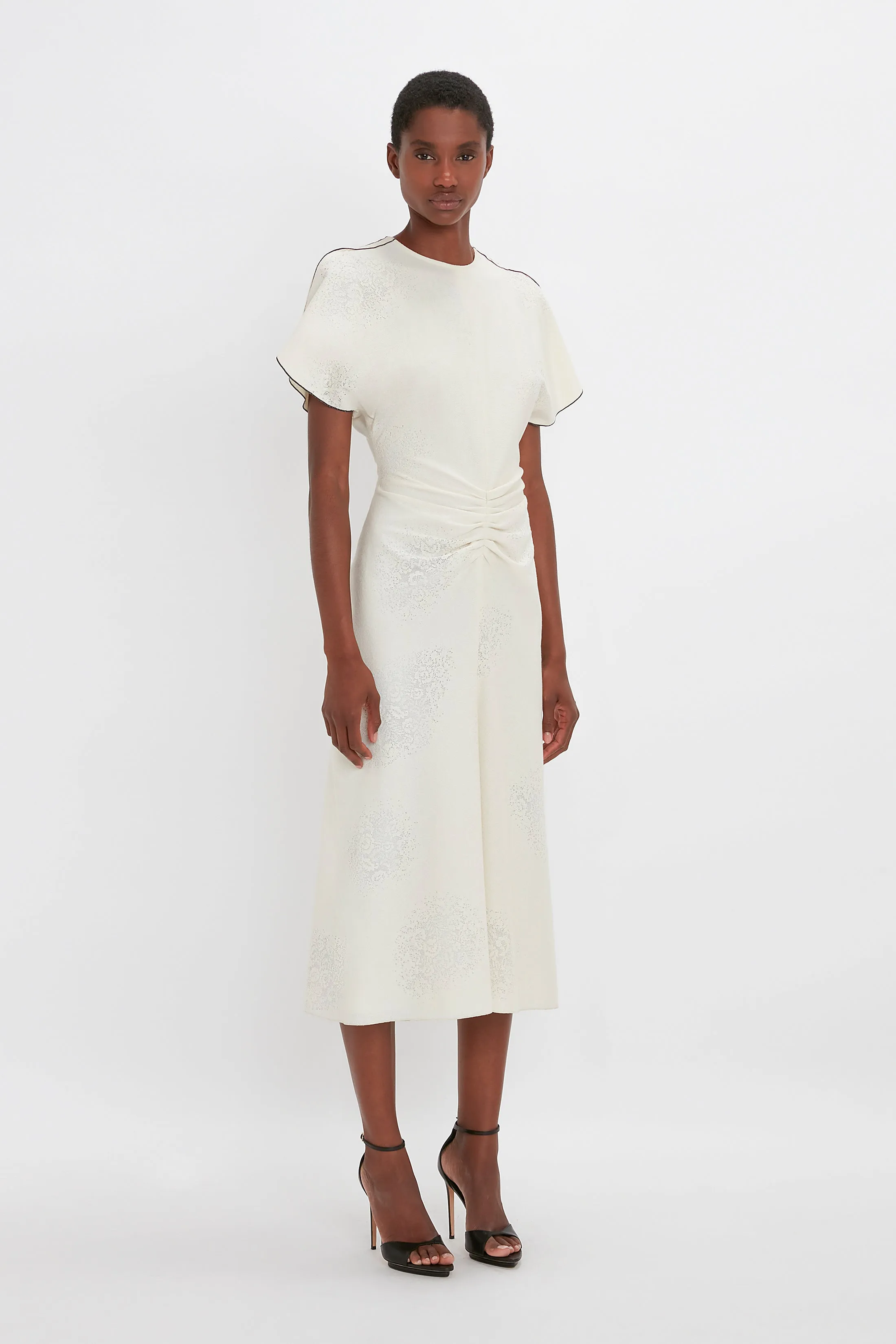 Gathered Waist Midi Dress In Cream sold by Victoria Beckham product image thumbnail 2