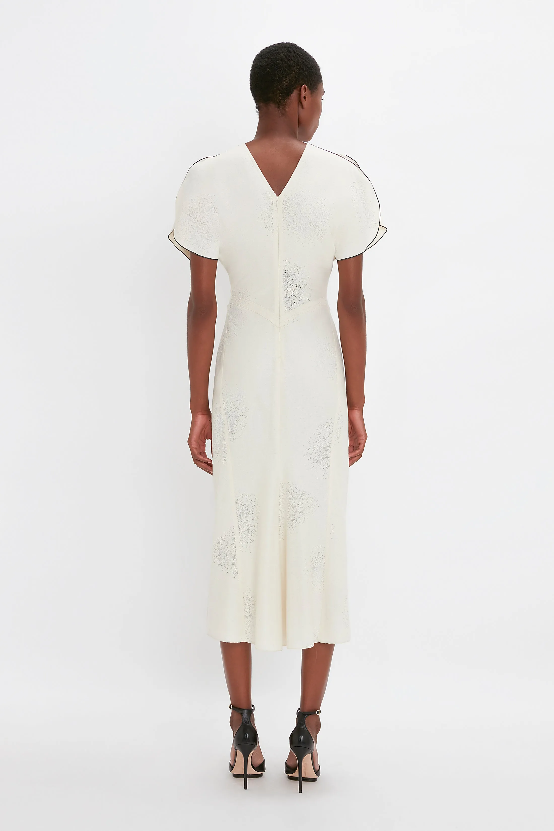 Gathered Waist Midi Dress In Cream sold by Victoria Beckham product image thumbnail 3
