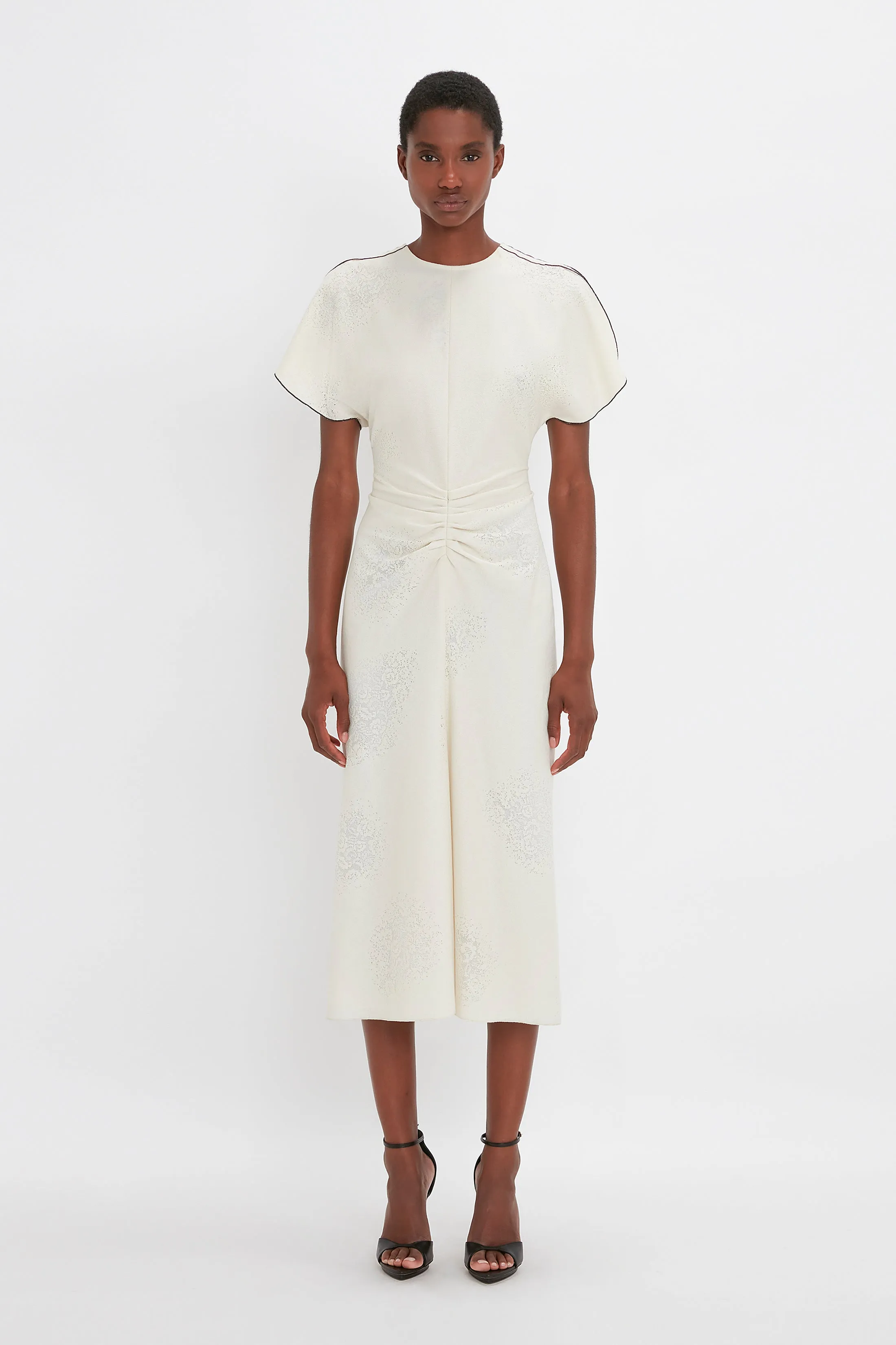 Gathered Waist Midi Dress In Cream sold by Victoria Beckham