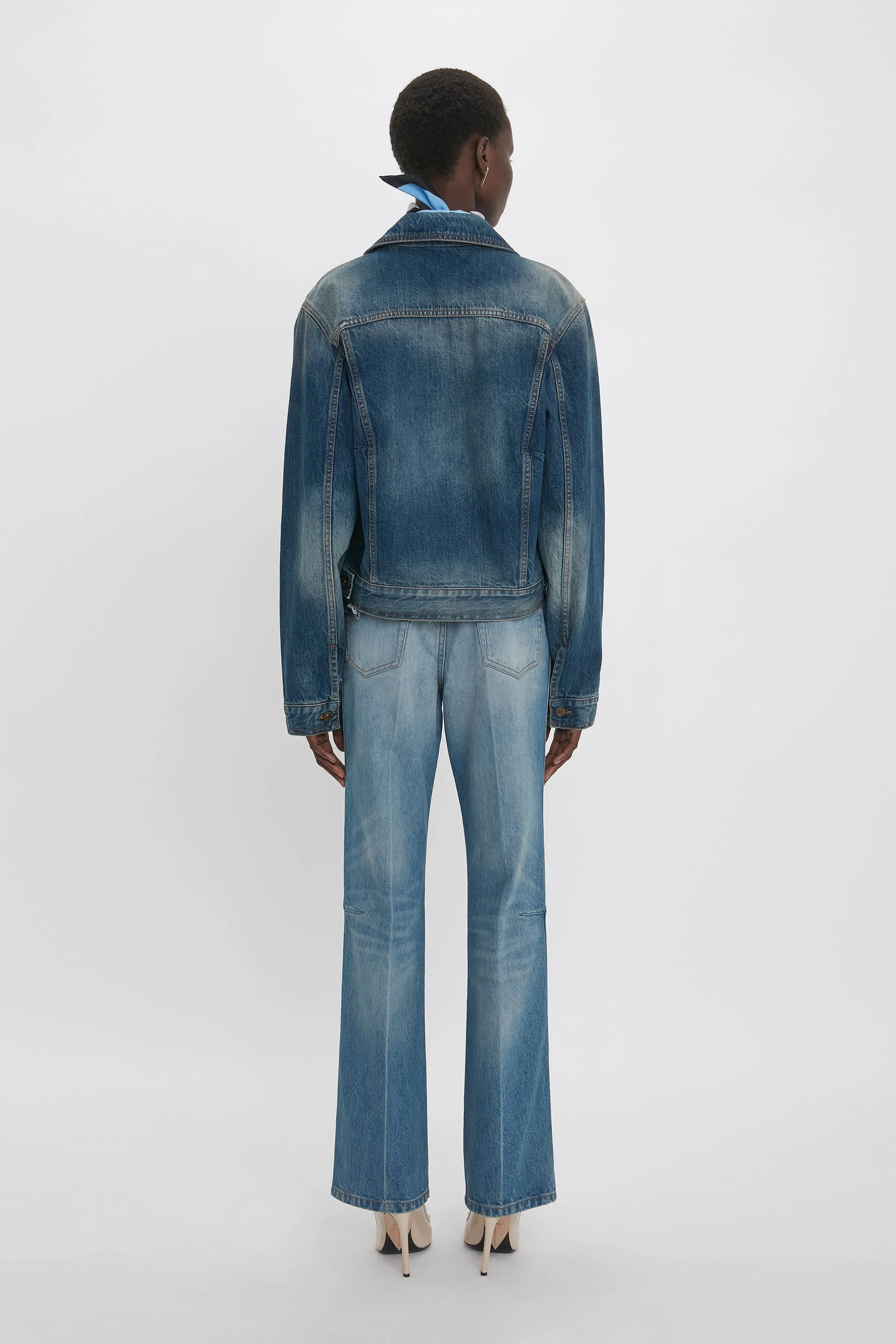 Cropped Denim Jacket In Heavy Vintage Indigo Wash sold by Victoria Beckham product image thumbnail 3