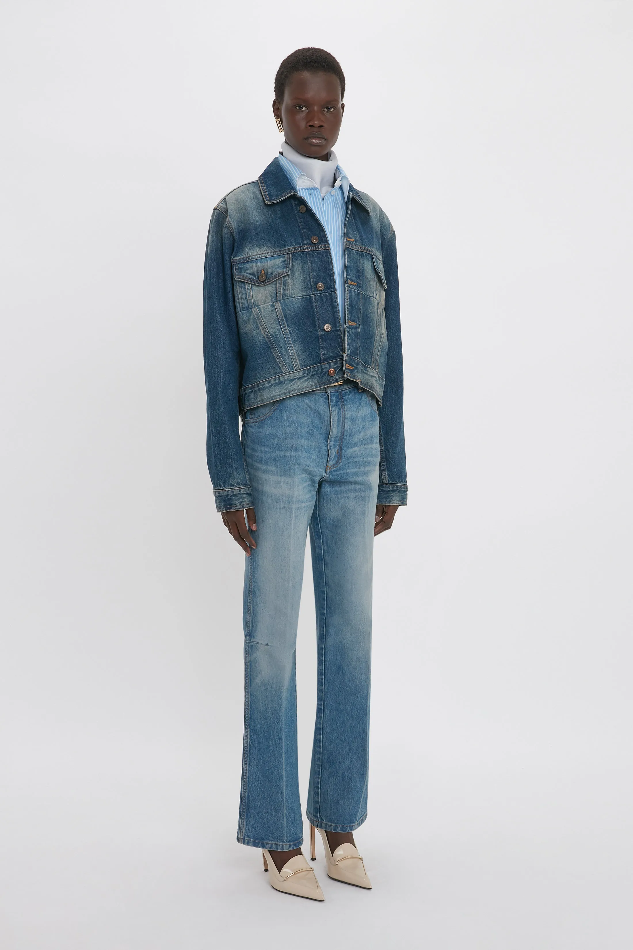 Cropped Denim Jacket In Heavy Vintage Indigo Wash sold by Victoria Beckham product image thumbnail 2