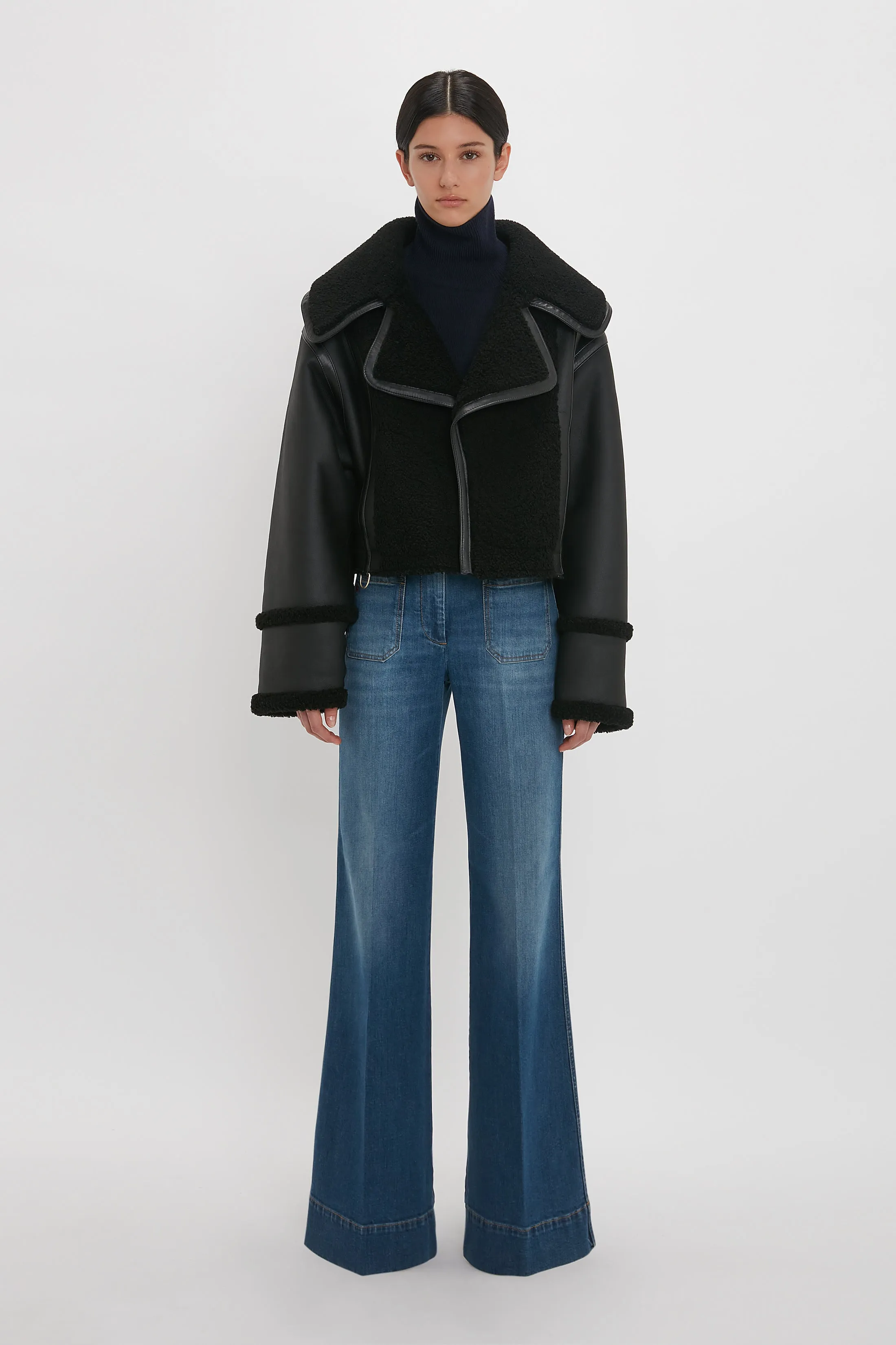 Shearling Jacket In Black sold by Victoria Beckham