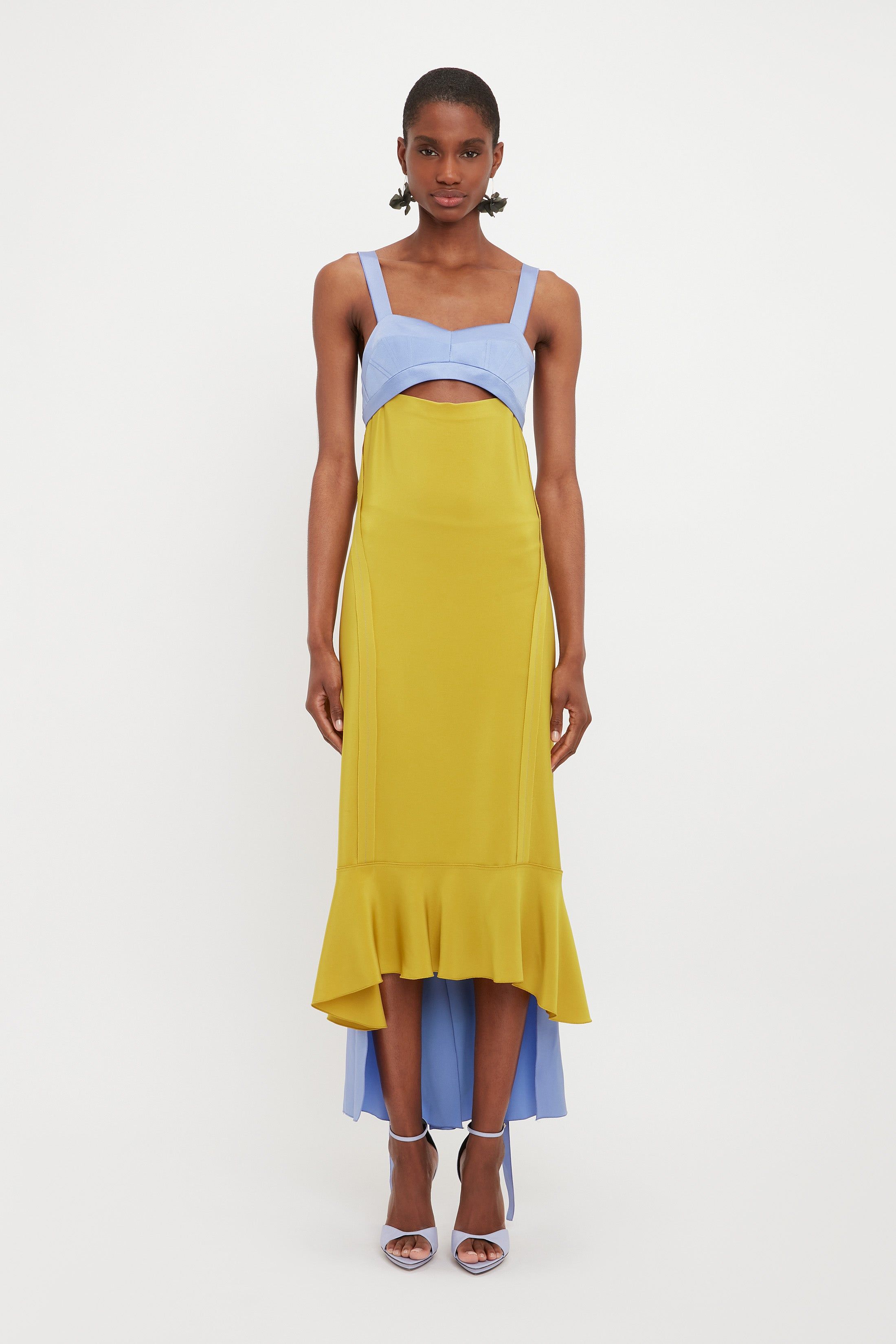 Bra Detail Maxi Dress In Lime sold by Victoria Beckham