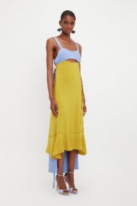 Bra Detail Maxi Dress In Lime sold by Victoria Beckham