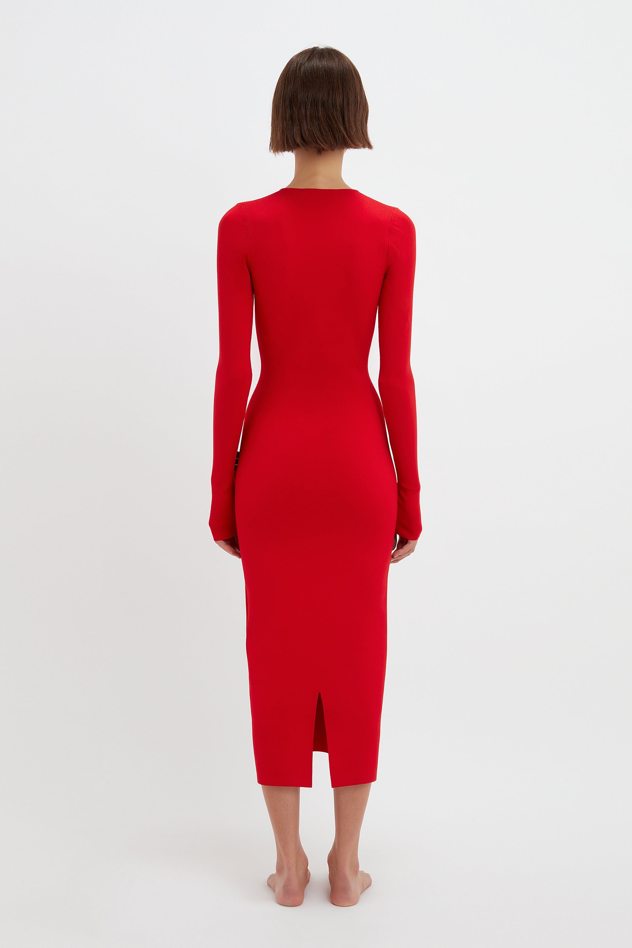 VB Body Deep V Midi Dress in Red sold by Victoria Beckham product image thumbnail 3