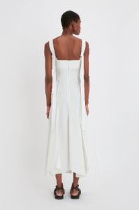 Organic Cotton Strappy Midi Dress in White sold by Victoria Beckham