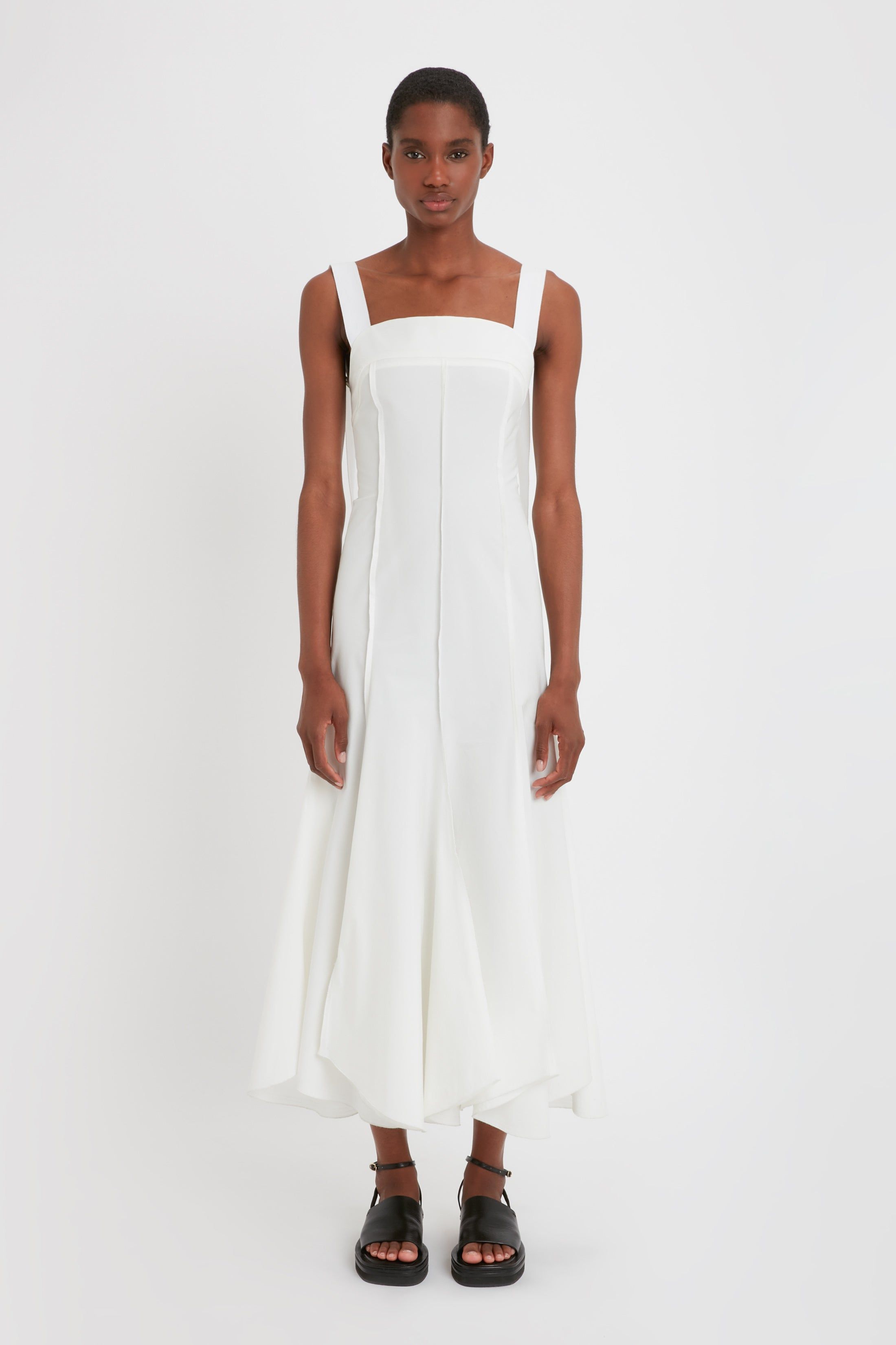 Organic Cotton Strappy Midi Dress in White sold by Victoria Beckham