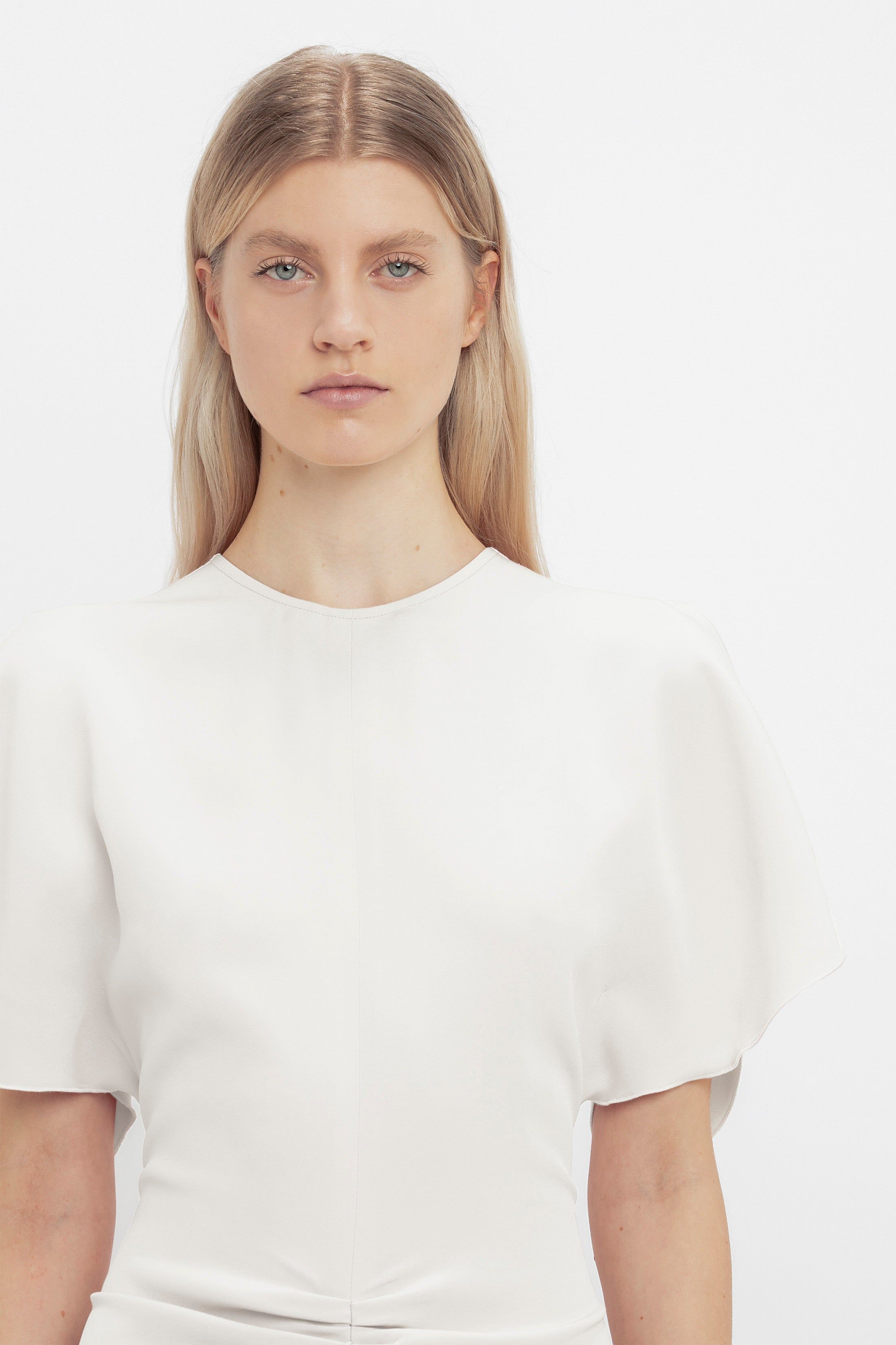 Exclusive Gathered Waist Midi Dress In Ivory sold by Victoria Beckham product image thumbnail 5
