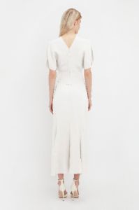 Exclusive Gathered Waist Midi Dress In Ivory sold by Victoria Beckham