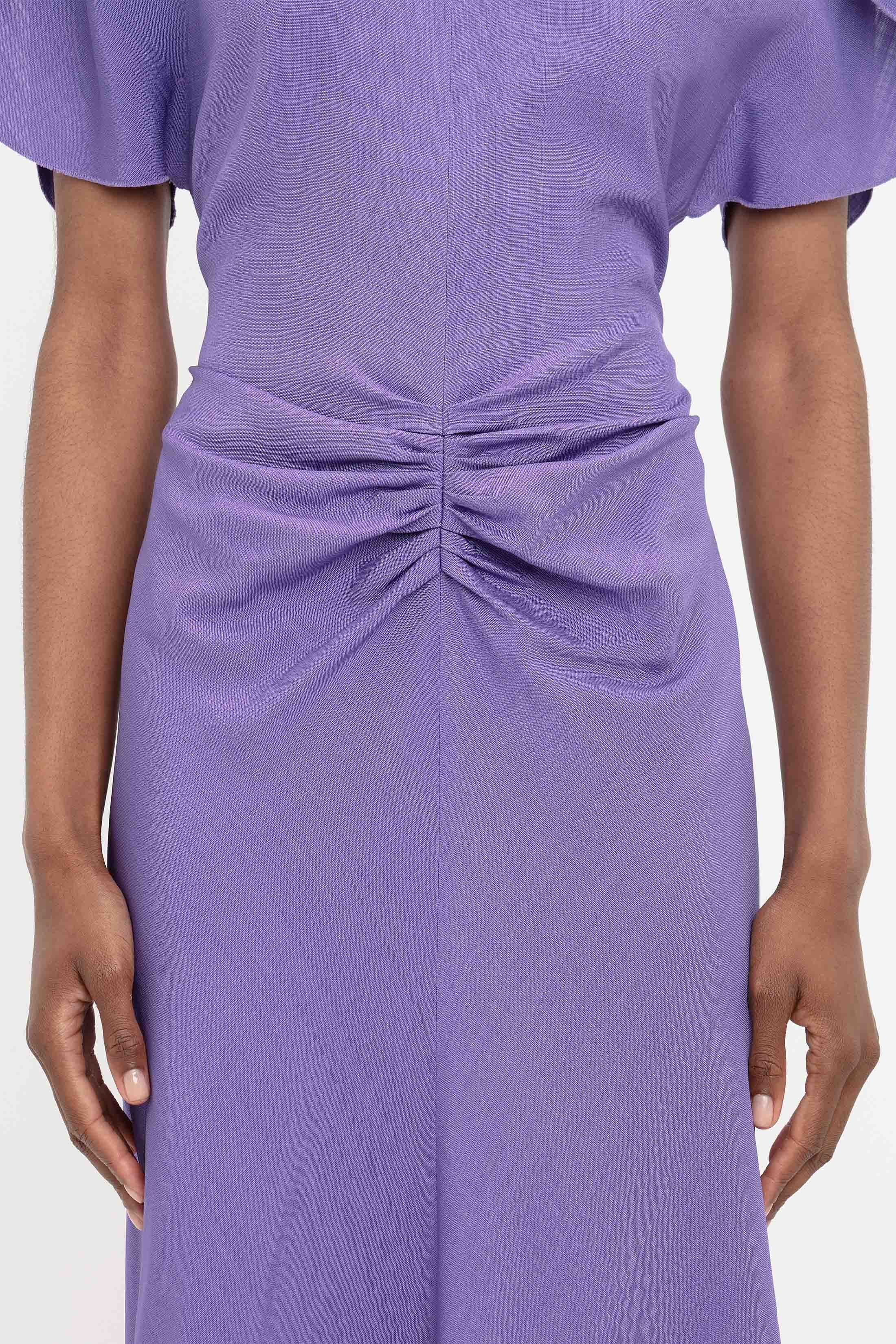 Gathered Waist Midi Dress In Violet sold by Victoria Beckham product image thumbnail 5