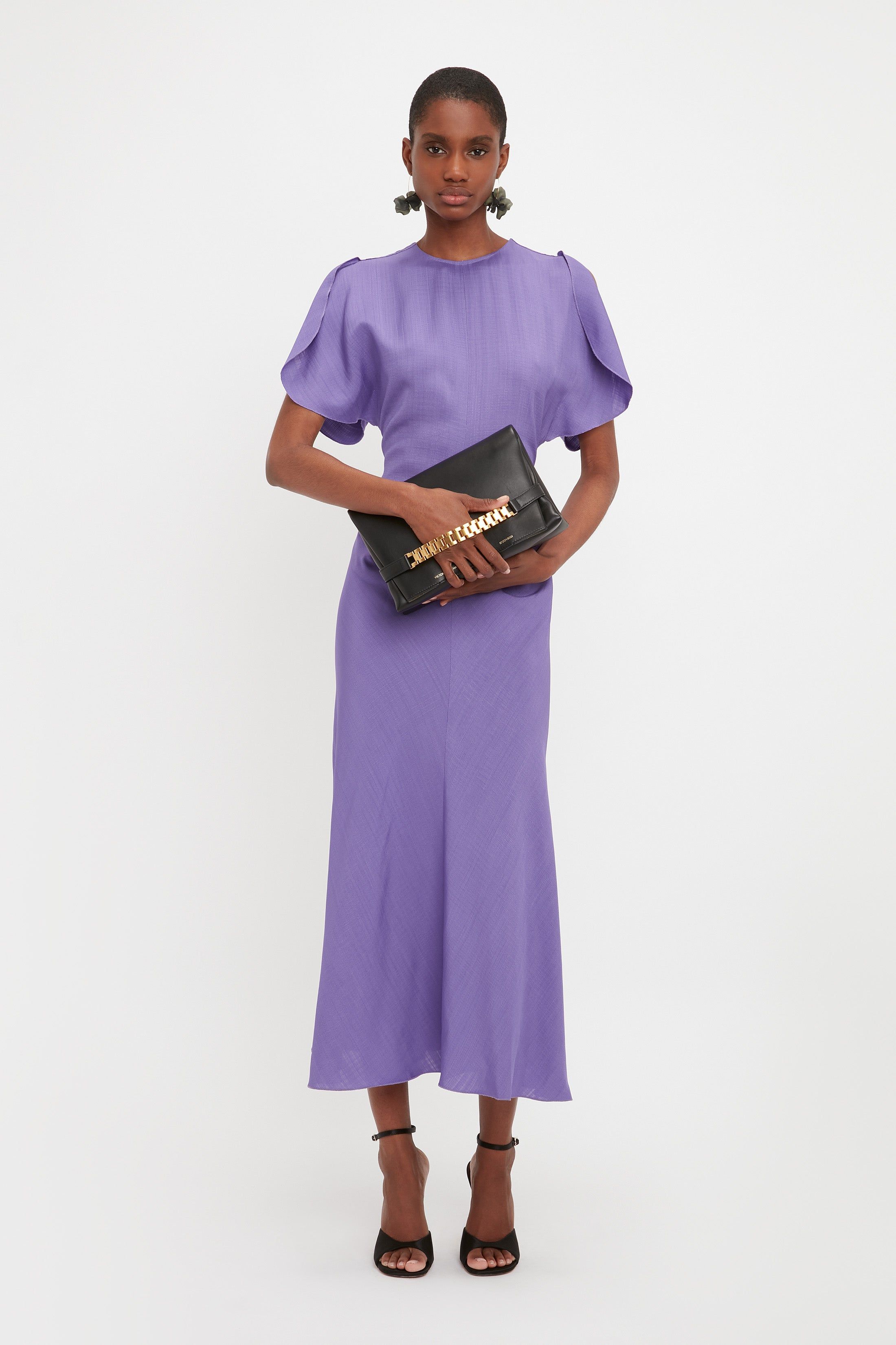 Gathered Waist Midi Dress In Violet sold by Victoria Beckham product image thumbnail 4
