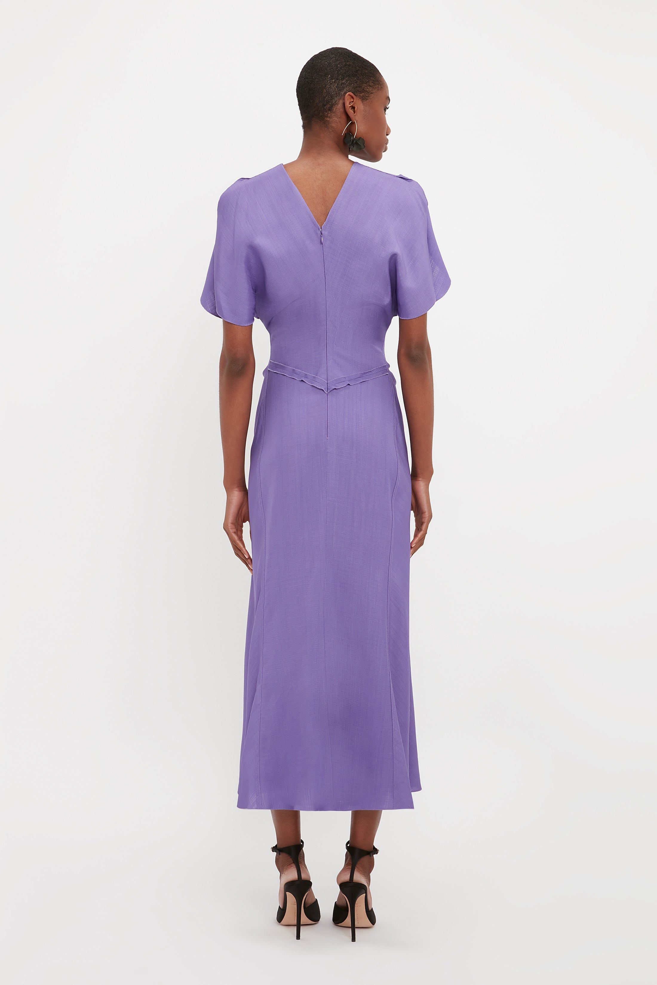 Gathered Waist Midi Dress In Violet sold by Victoria Beckham product image thumbnail 3