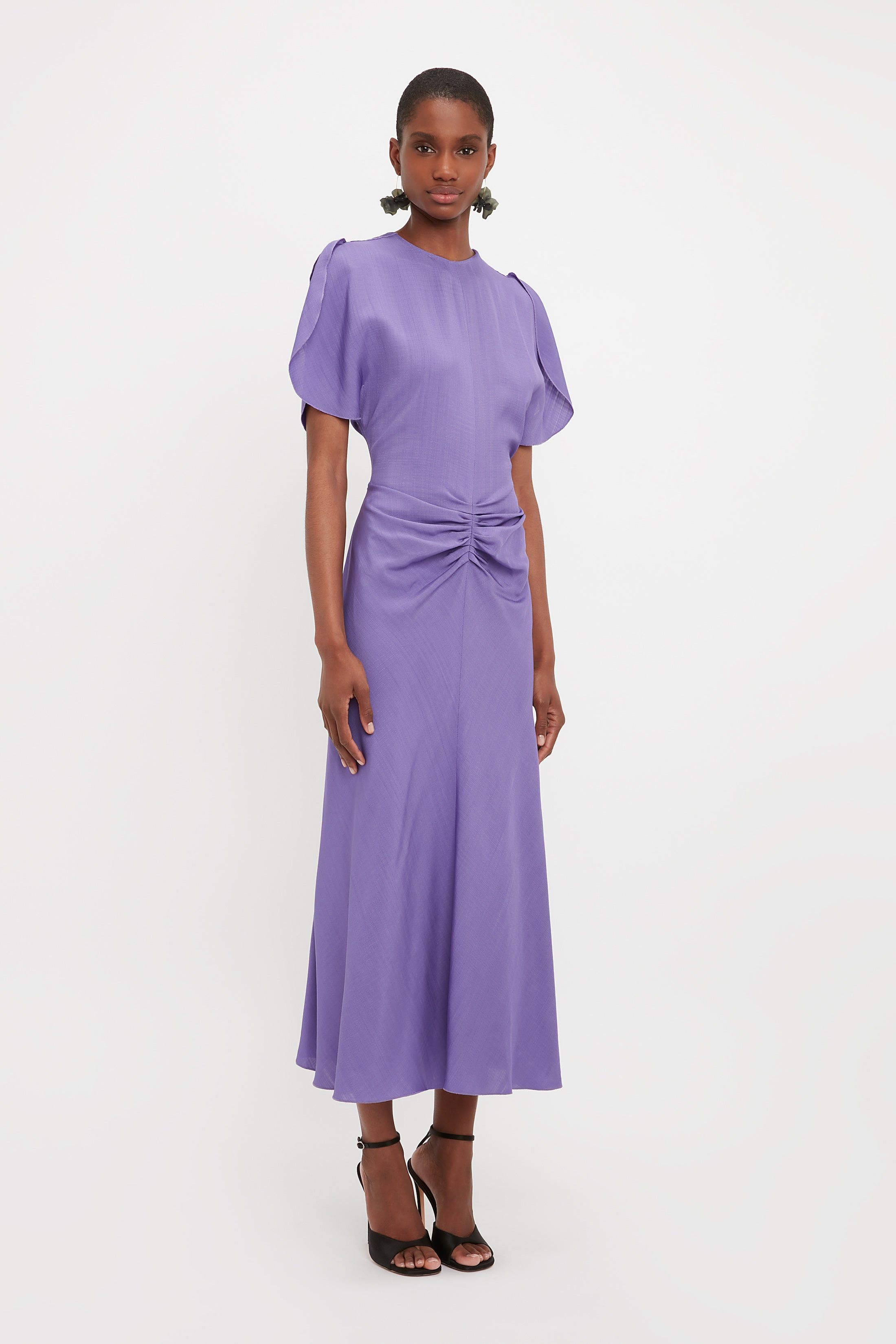 Gathered Waist Midi Dress In Violet sold by Victoria Beckham product image thumbnail 2