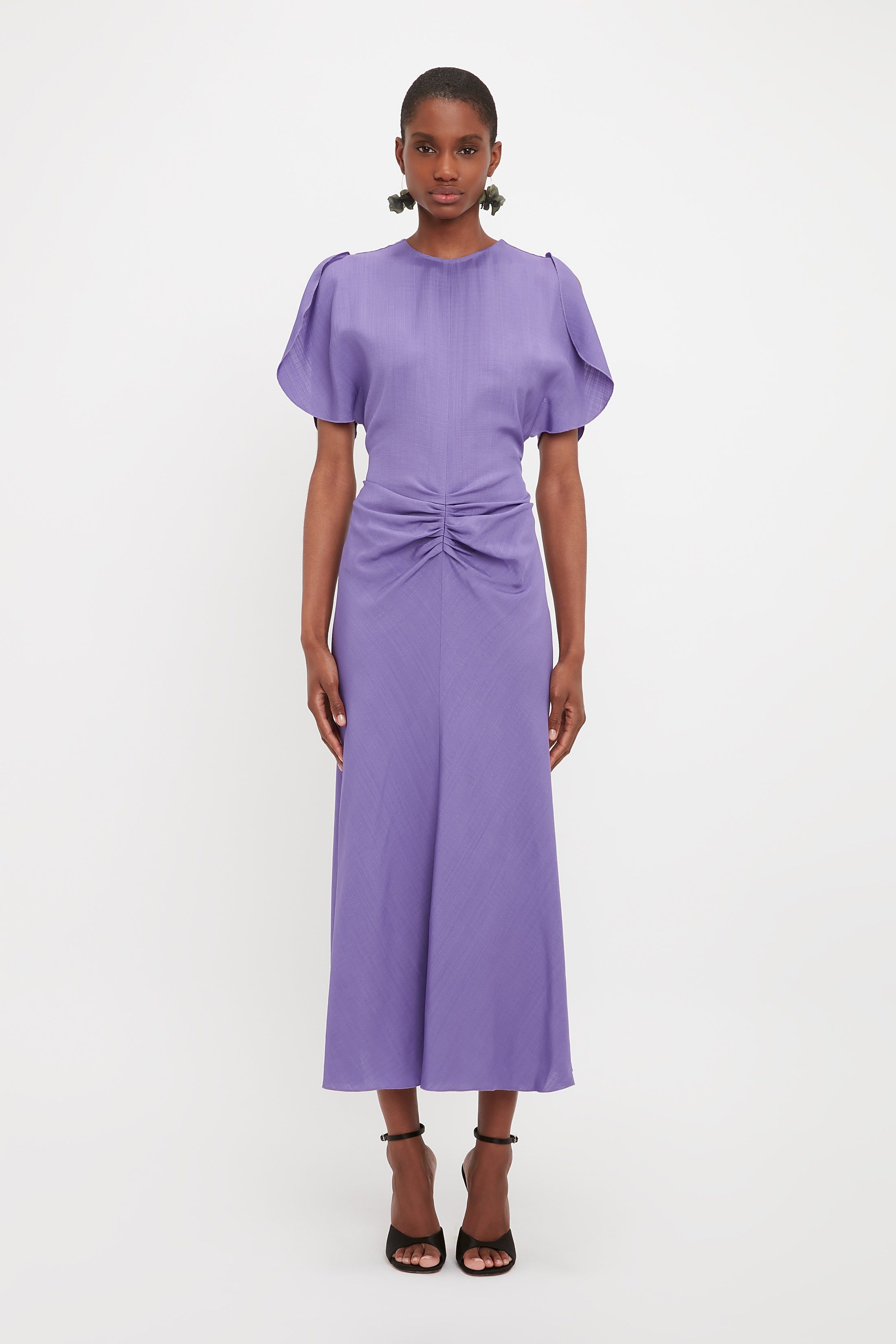 Gathered Waist Midi Dress In Violet sold by Victoria Beckham