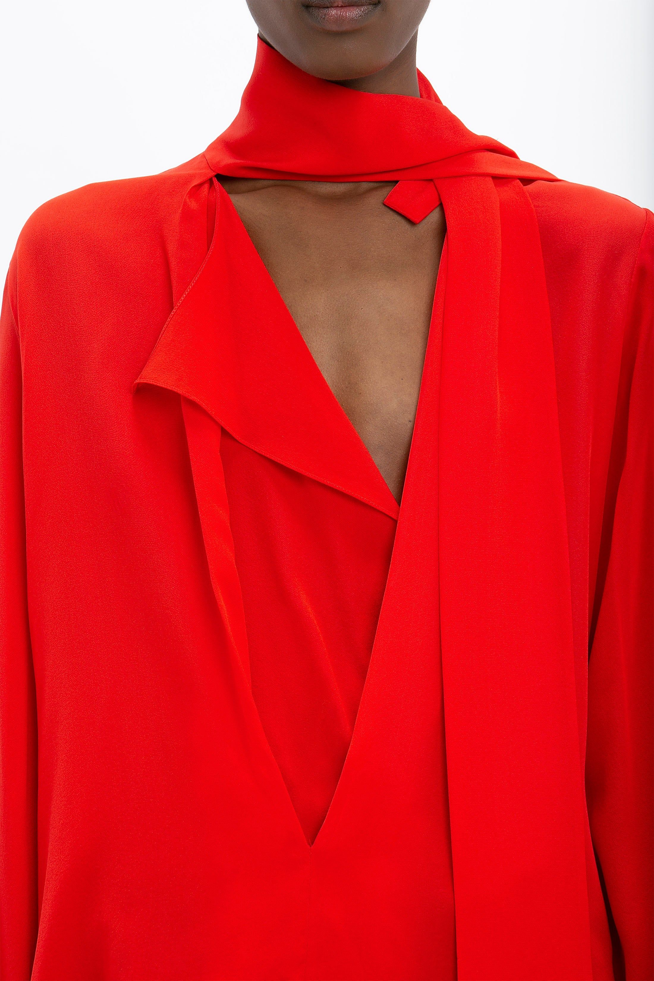 Scarf Neck Blouse In Bright Red sold by Victoria Beckham product image thumbnail 5