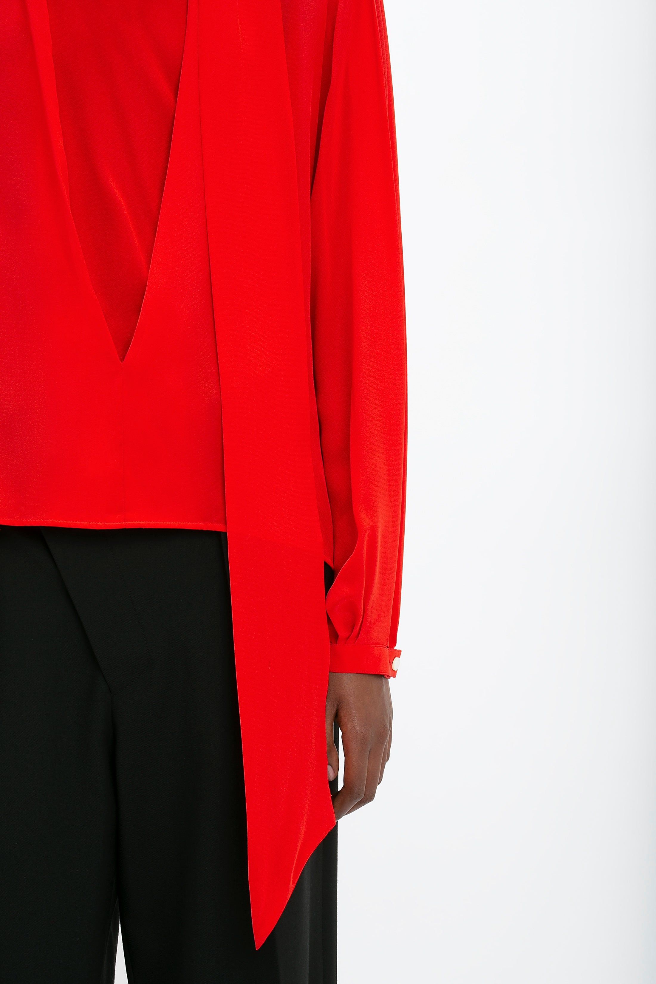 Scarf Neck Blouse In Bright Red sold by Victoria Beckham product image thumbnail 4