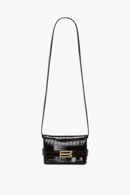 Mini B Pouch Bag In Croc Embossed Espresso Leather sold by Victoria Beckham