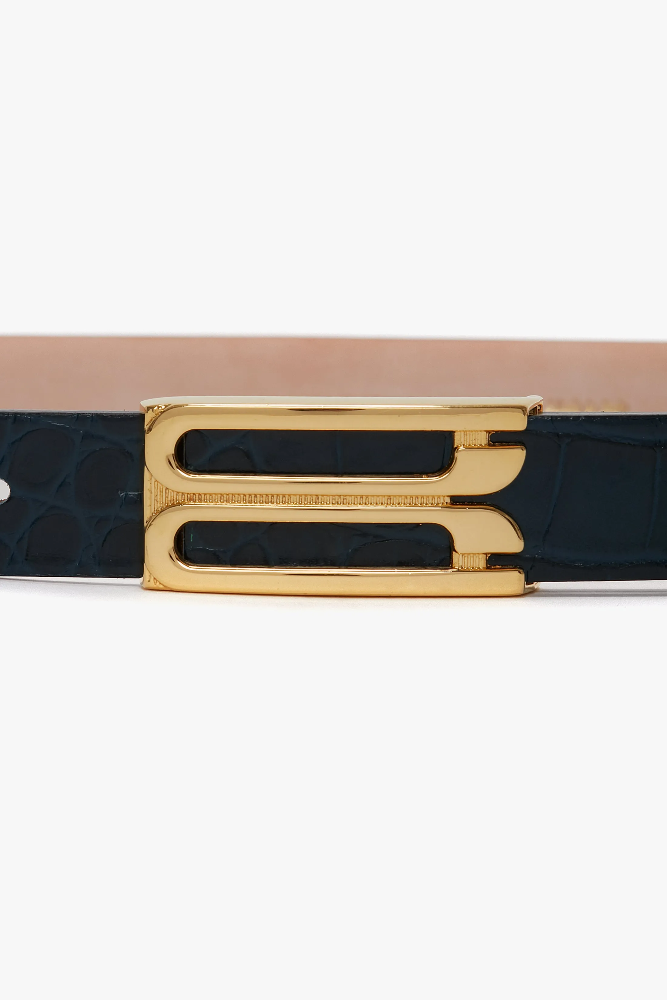 Frame Belt In Midnight Blue Croc Embossed Calf Leather sold by Victoria Beckham product image thumbnail 3