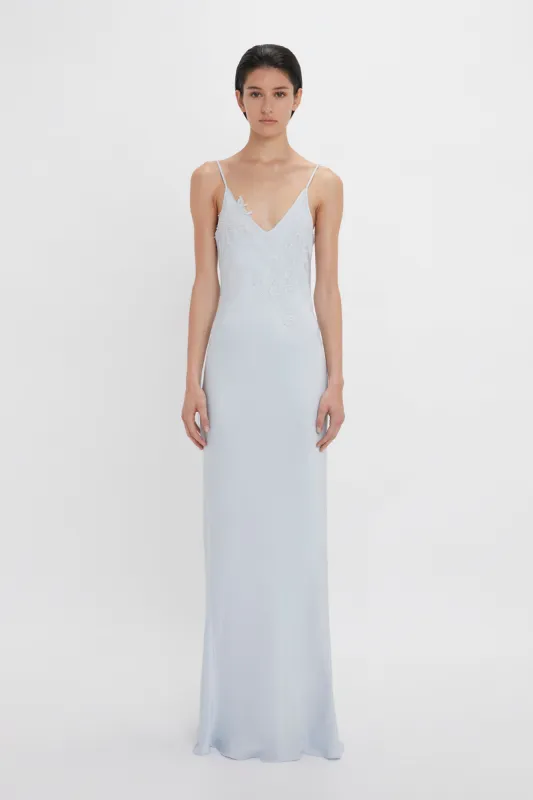 Exclusive Lace Detail Floor-Length Cami Dress In Ice sold by Victoria Beckham