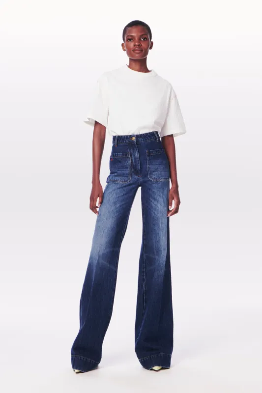 Alina High-Rise Jean in Marble Wash sold by Victoria Beckham