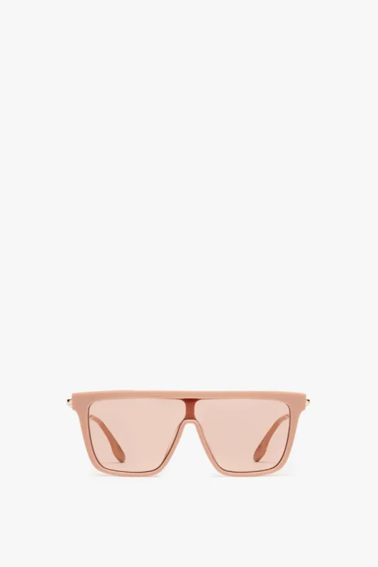Rectangular Shield Sunglasses In Nude sold by Victoria Beckham