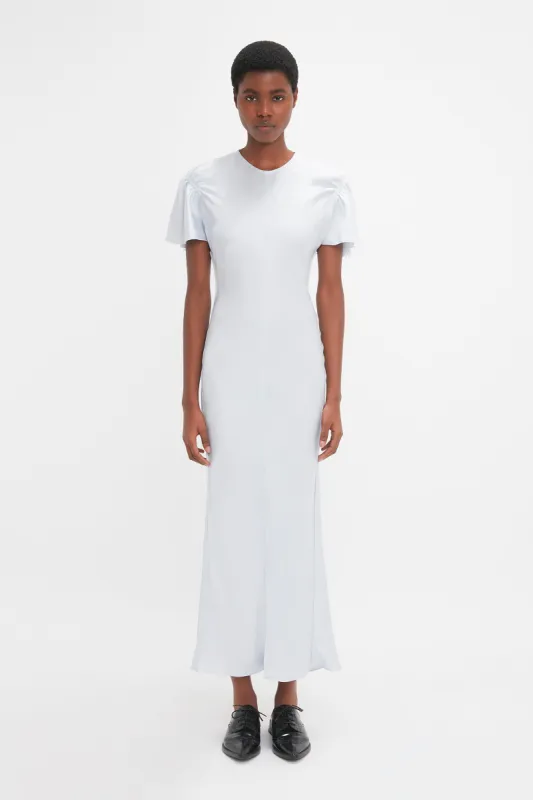 Gathered Sleeve Midi Dress In Ice made by Victoria Beckham
