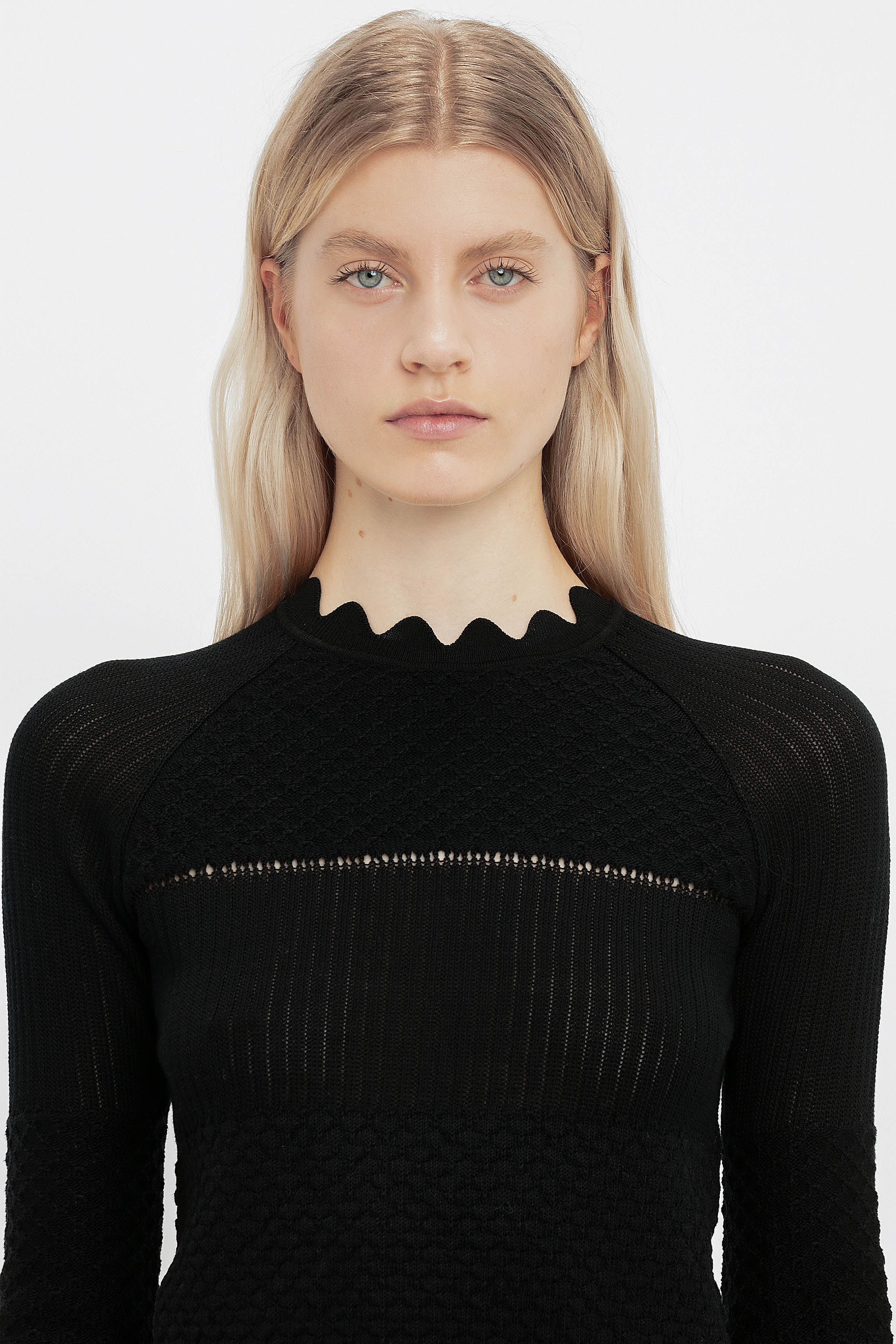 Crochet Knit Long Sleeve Jumper In Black sold by Victoria Beckham product image thumbnail 4