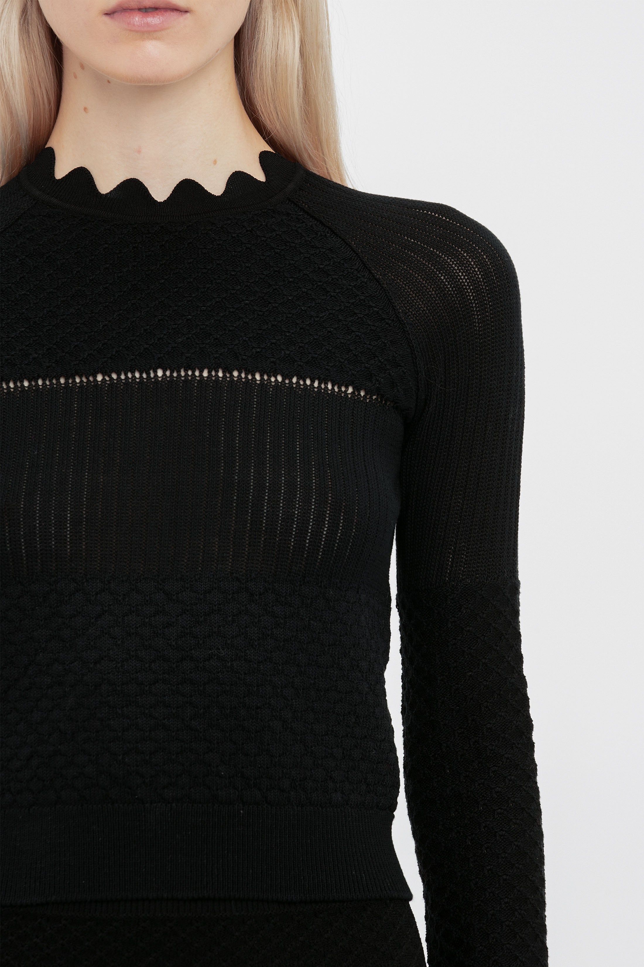 Crochet Knit Long Sleeve Jumper In Black sold by Victoria Beckham product image thumbnail 5