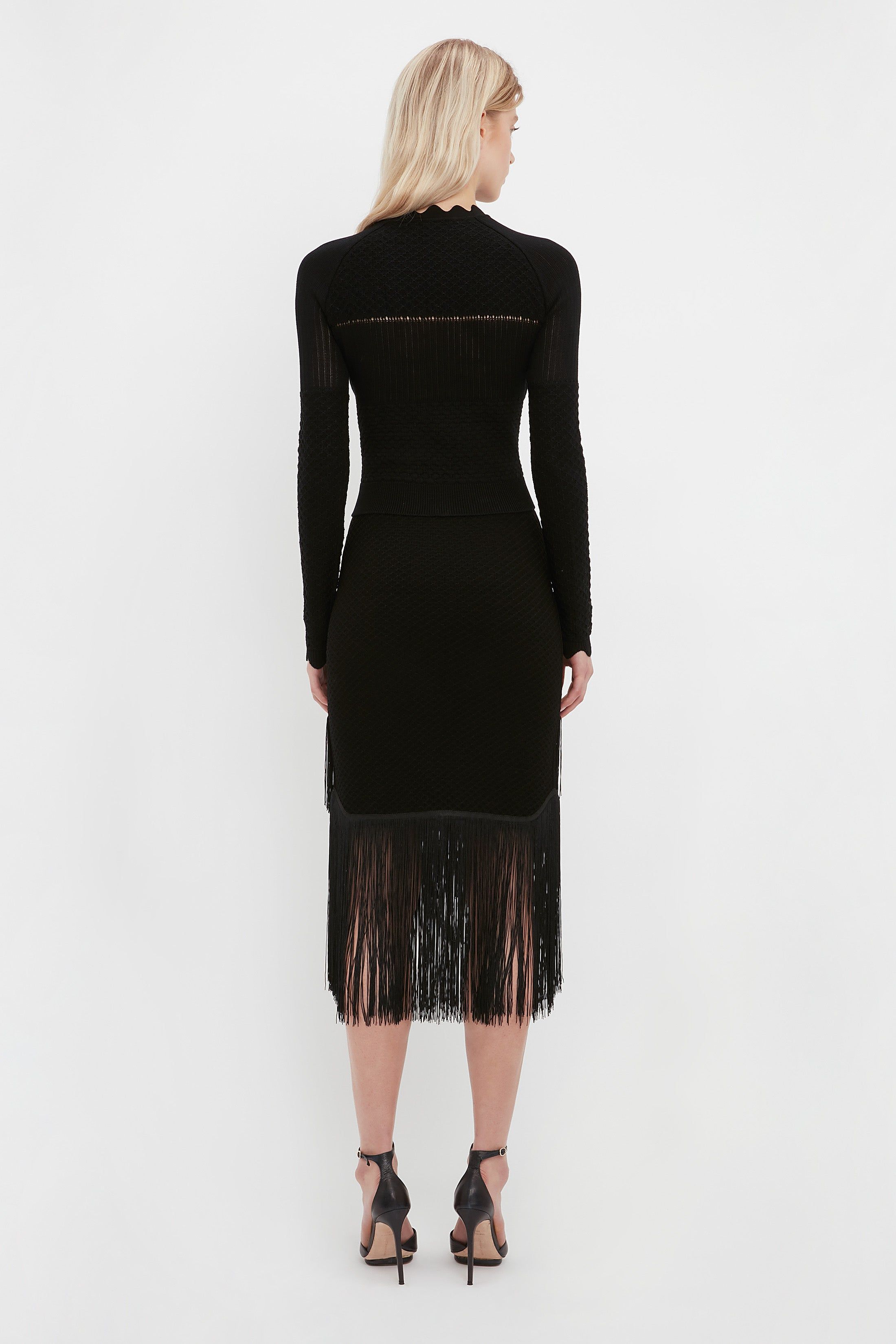 Crochet Knit Long Sleeve Jumper In Black sold by Victoria Beckham product image thumbnail 3