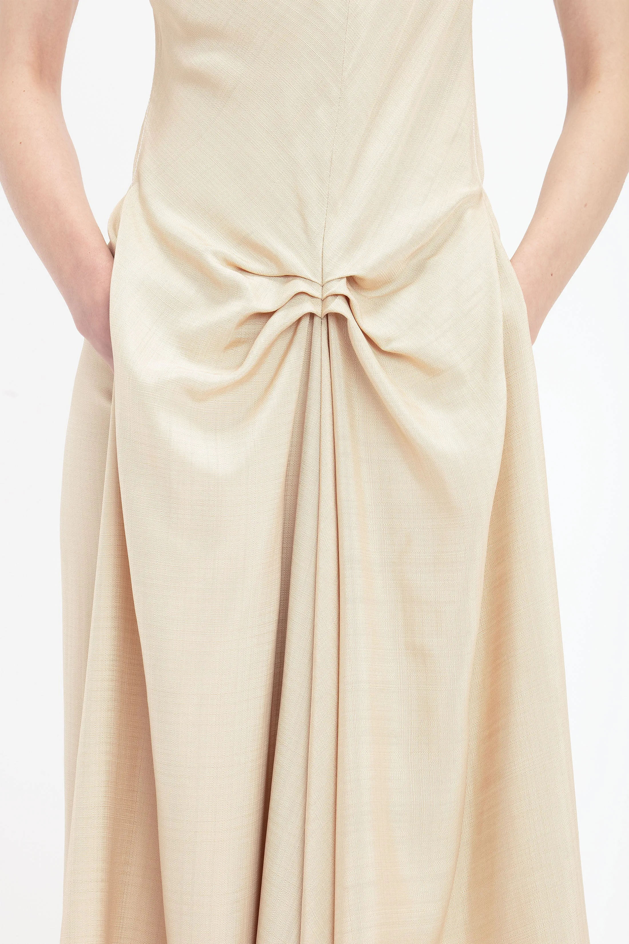 Deconstructed Gathered Waist Midi Dress In Pink Mist sold by Victoria Beckham product image thumbnail 5