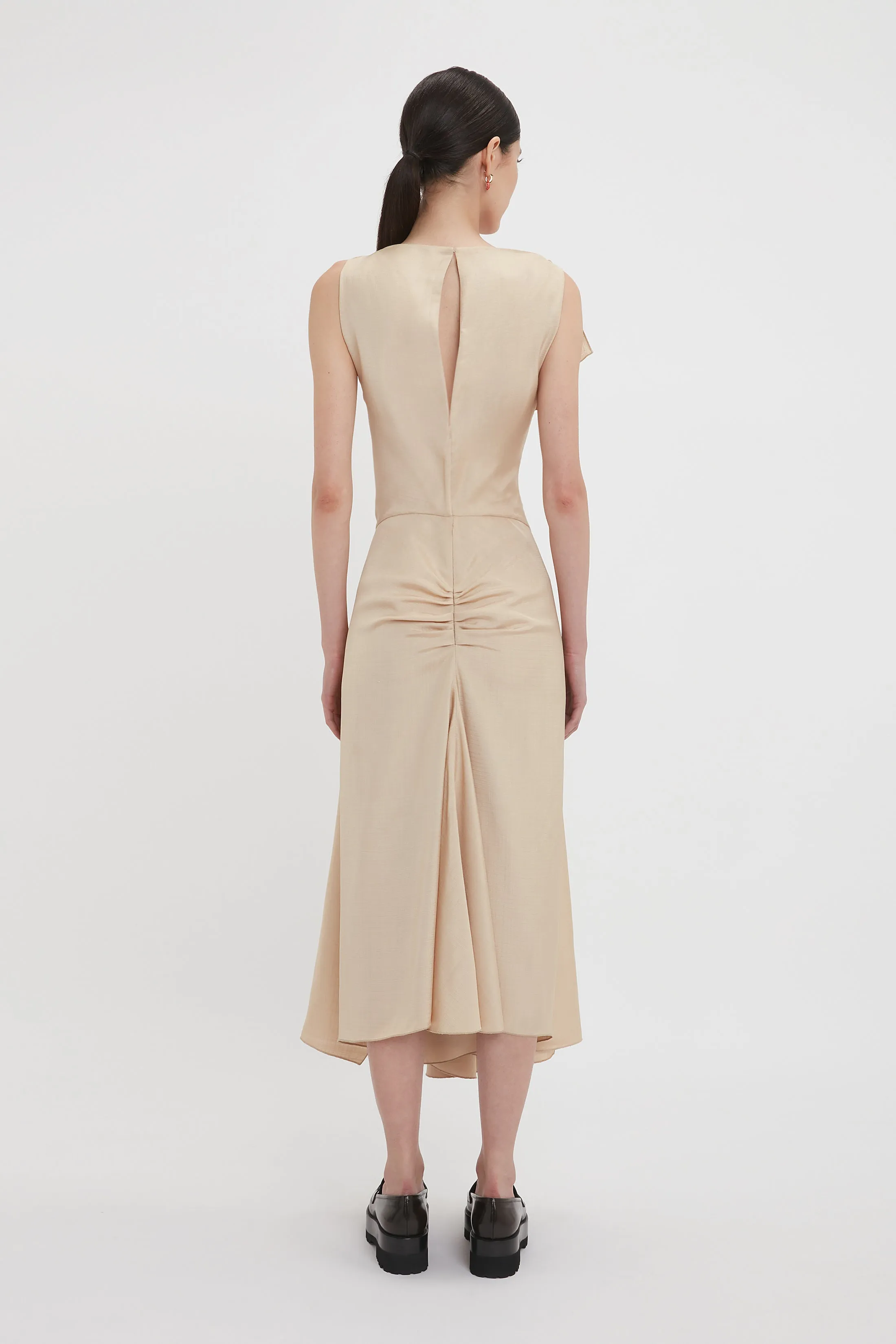 Deconstructed Gathered Waist Midi Dress In Pink Mist sold by Victoria Beckham product image thumbnail 3