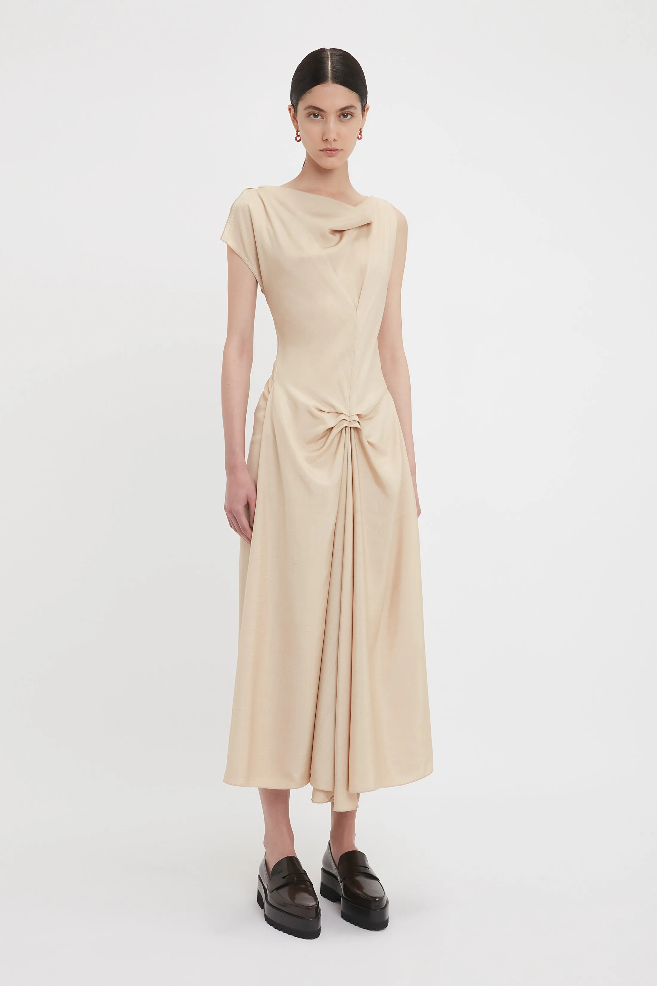 Deconstructed Gathered Waist Midi Dress In Pink Mist sold by Victoria Beckham product image thumbnail 2