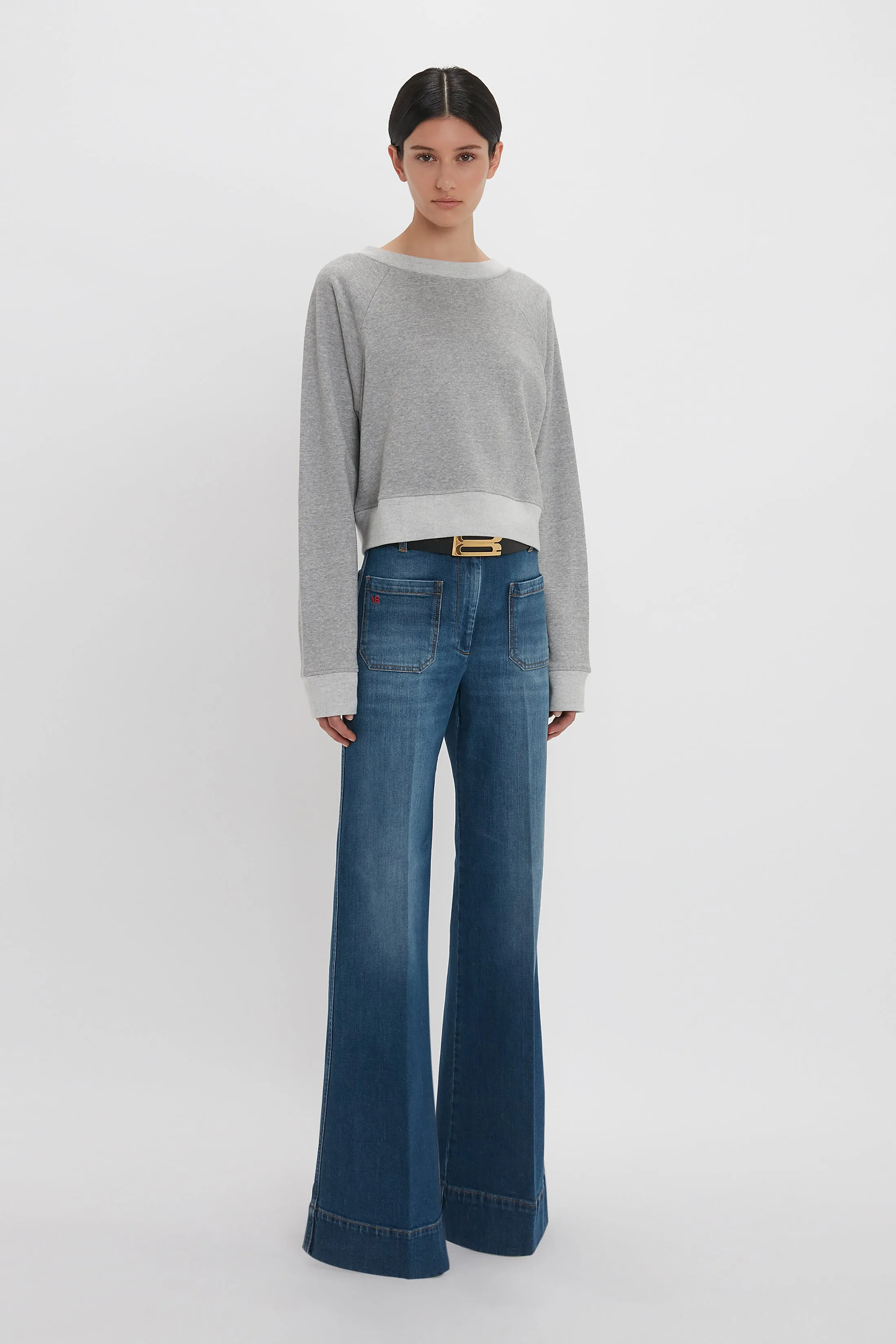 Cropped Sweatshirt In Grey Marl sold by Victoria Beckham product image thumbnail 2