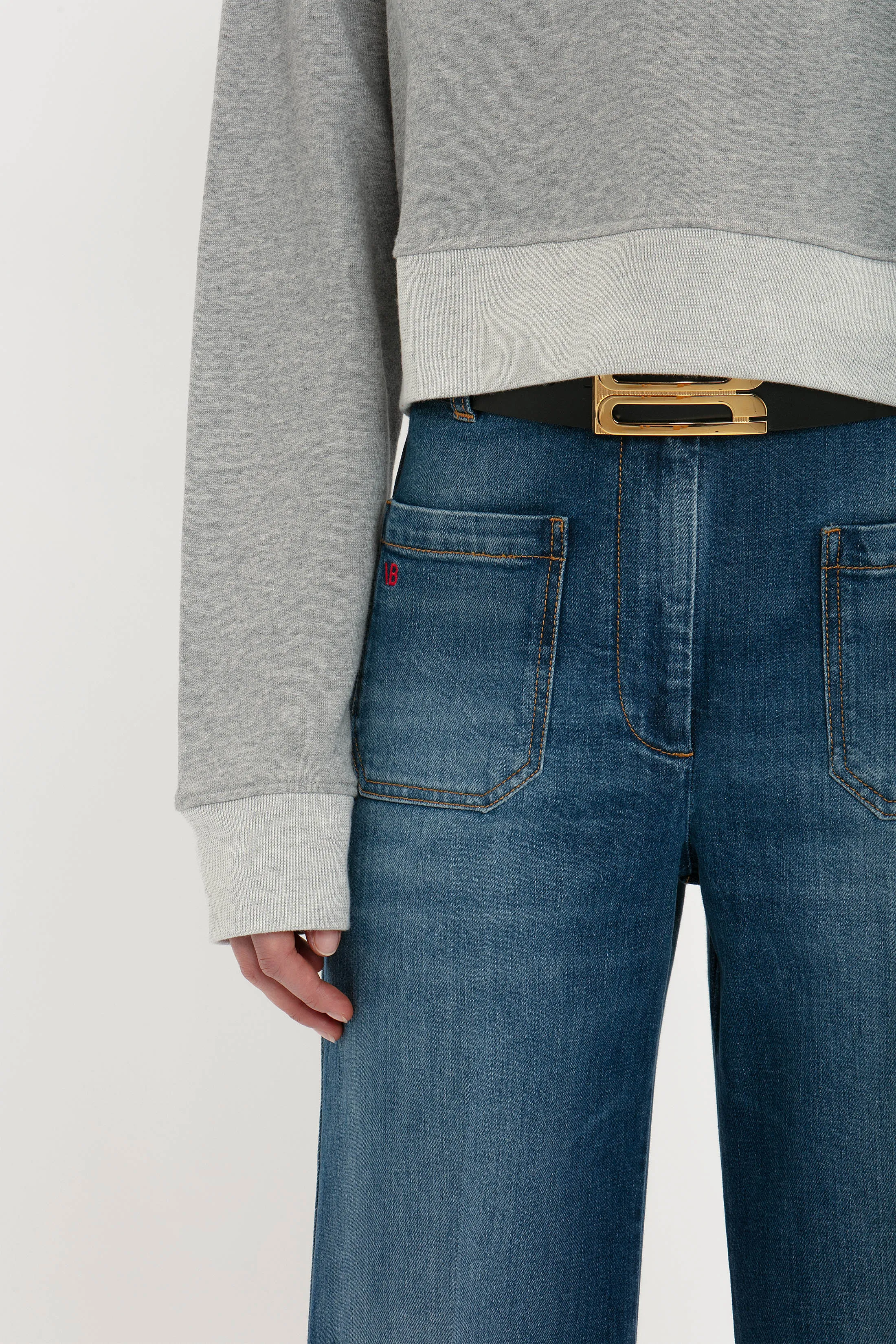 Cropped Sweatshirt In Grey Marl sold by Victoria Beckham product image thumbnail 4