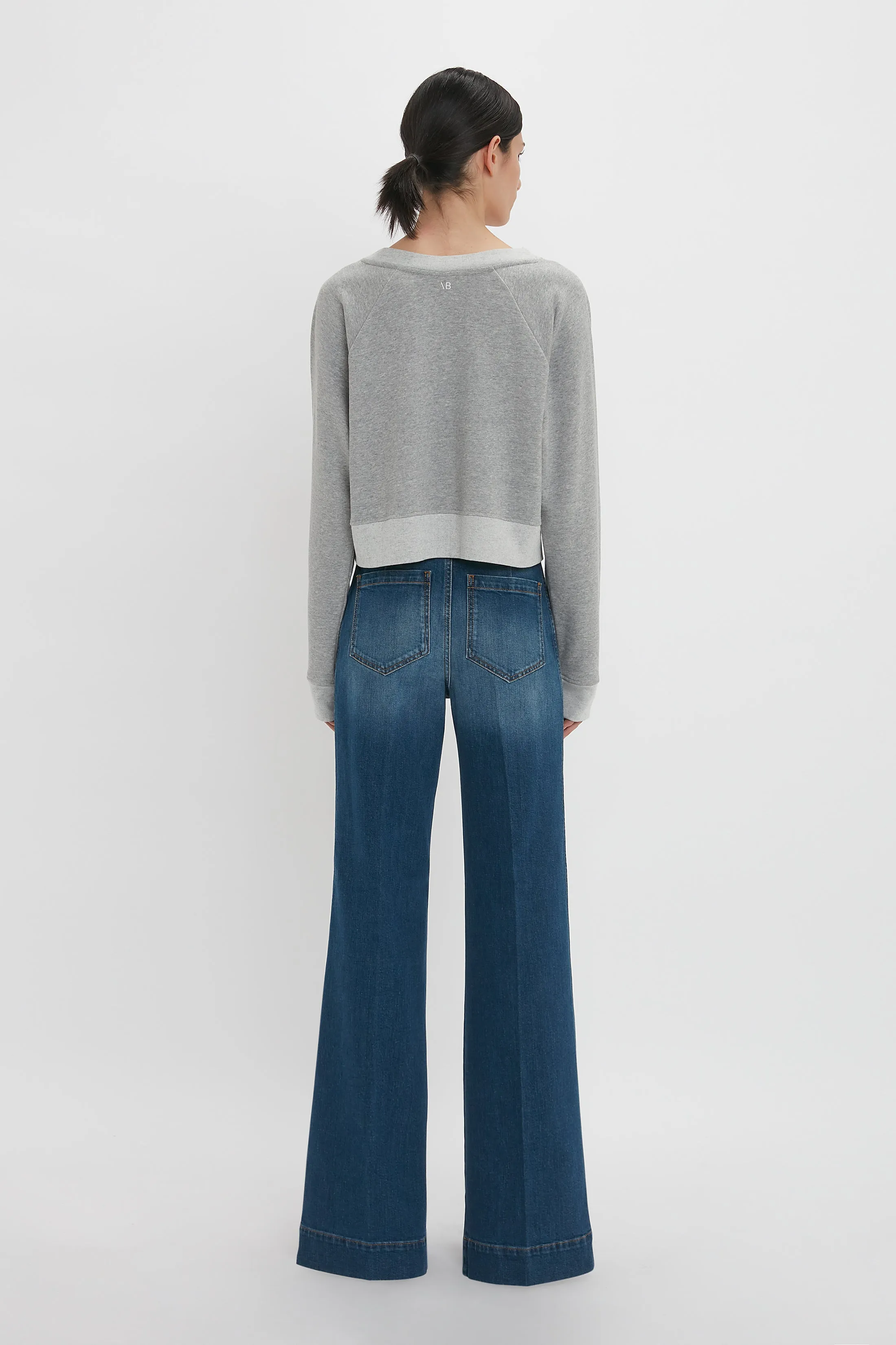 Cropped Sweatshirt In Grey Marl sold by Victoria Beckham product image thumbnail 3